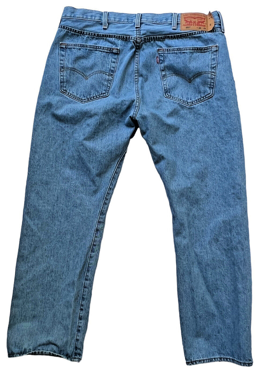 Levis 501 Button Fly Jeans Mens 38 x 29 Blue Straight Leg