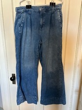 GAP Jeans Women 16/33L LONG High Rise Wide Leg Medium Wash Fade Contemporary