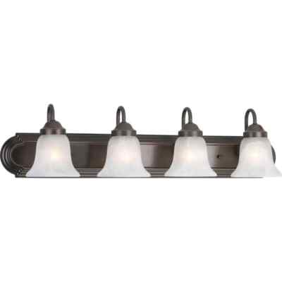 Progress Lighting Alabaster 4 Light Vanity Bath Fixture Antique Bronze P2104-20