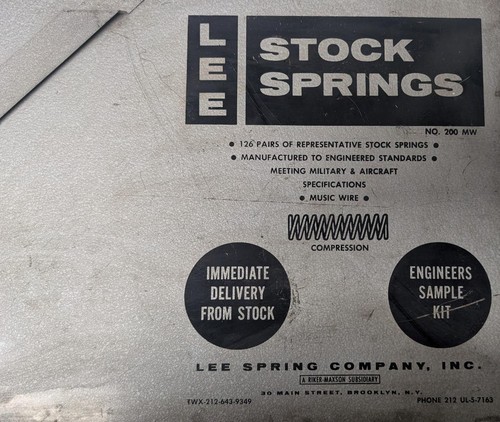 Lee Spring No. 200 MW Compression Stock Springs Engineers Sample Kit w/ Case - 第 3/3 張圖片