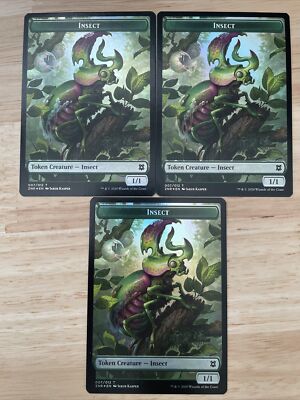 3x x3 MTG Insect (007) Angel Warrior Token (001) Zendikar Rising FOIL NM/M