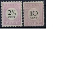 Suriname tax 9 III +11 III (1892) plakker - mh - x no gum