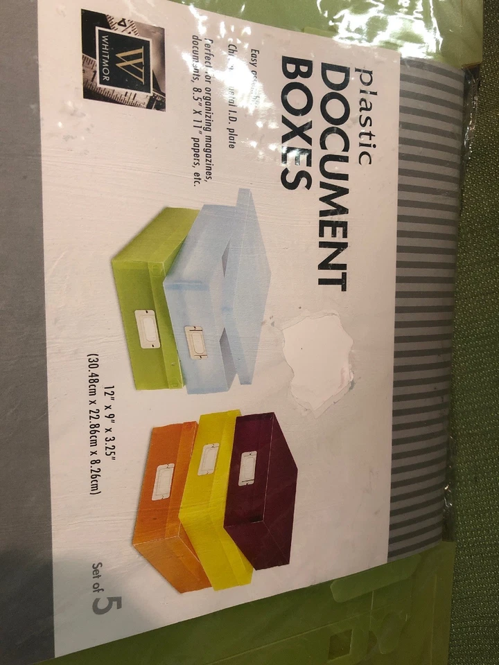 Caja de almacenamiento organizadora contenedor estuche de plástico conjunto de 5 colores herramienta de documentos de oficina nuevo Foto 2 de 2
