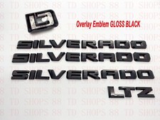 4pcs 2019-2024 Silverado Ltz Overlay Emblems Nameplate Badges Gloss Black