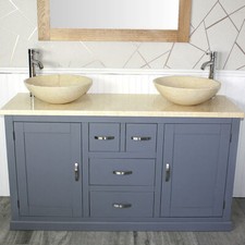 Bathroom Vanity Unit Cream Marble Top Cream Marble Basin Grey 603GCM25CM