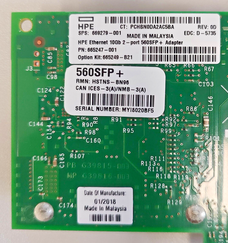 HPE 560SFP 10GbE Dual Port SFP+ 669279-001 PN: 665247-001 O/K: 665249-B21 - Bild 2 von 3