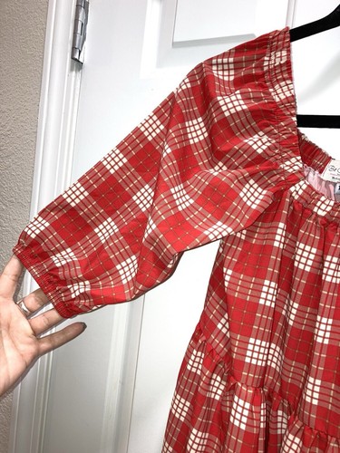 Be Girl Clothing Dress Star Dress Tween red plaid print baby doll soft Size 12 - Picture 4 of 6