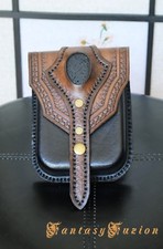 Sacred Volcano Stone Alchemist Druid Medieval Viking Leather Moulded Belt Pouch