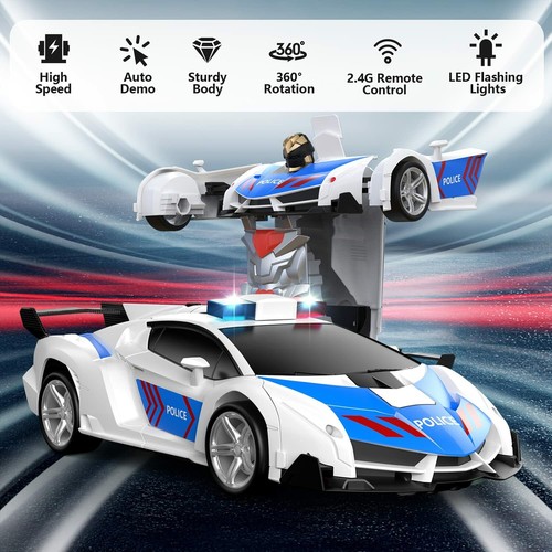 Policía Policía Coche Transformador 2 en 1 Robot Juguete para 3 4 5 6 7 8 9 años Niño Niños - Imagen 5 de 5