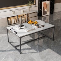 Couchtisch Wohnzimmertisch Sofatisch Luxus Marmor Alu Rahmen Beistelltisch 100Cm