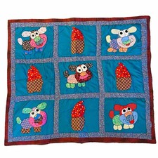 NEW HANDMADE BABY GIRL BOY QUILT CRIB BLANKET PUPPIES APPLIQUED DOG PATCHWORK