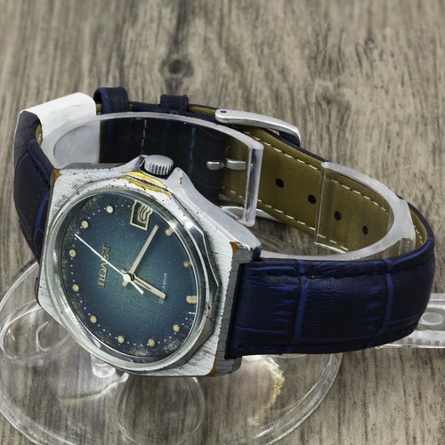 Poljot 2616.2H USSR Soviet men's automatic wristwatch 23 jewels blue dial date - Picture 4 of 9