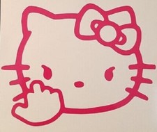 Hello Kitty Middle Finger Angry Funny Die Cut Vinyl Car Decal Sticker