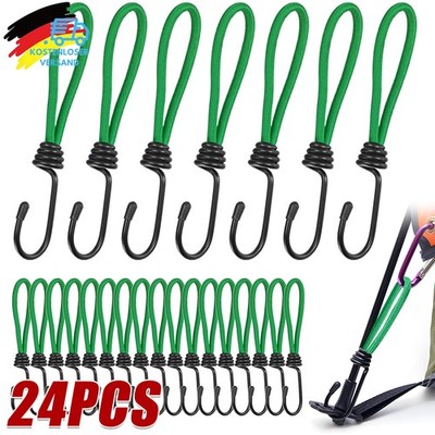 24x 18 cm Premium Spanngummi Expanderschlingen mit Spiralhaken Expanderhaken
