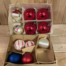 Vintage Christmas Ornaments 4 Glass Teardrop Santa Painted 9/11 Lot Assorted 11