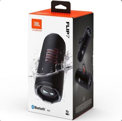 JBL Flip 7 BLACK Portable Waterproof Bluetooth Speaker - NEW!