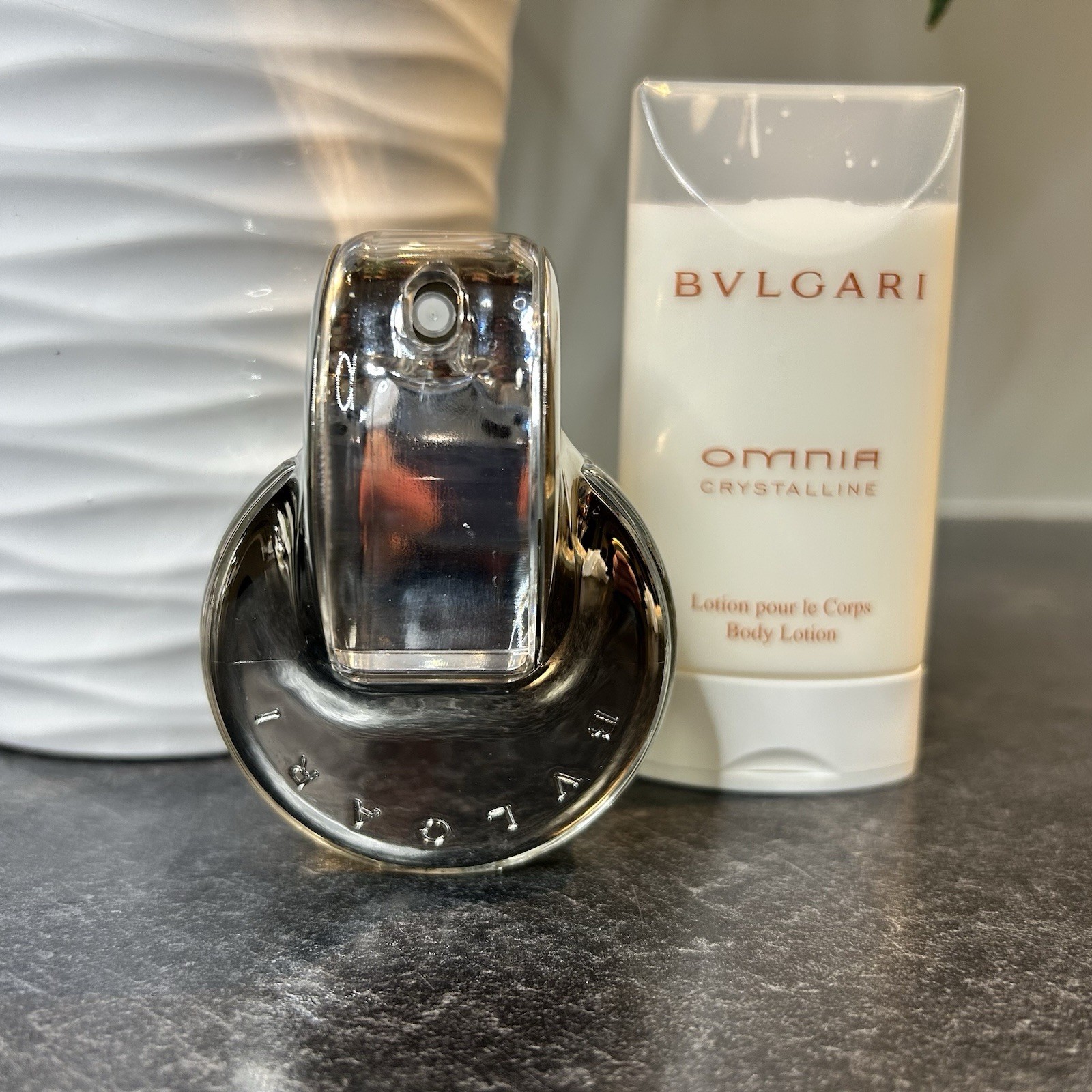 NEW Bvlgari Omnia Crystalline EDT Perfume Spray 1.33 oz & 2.5 oz Body Lotion