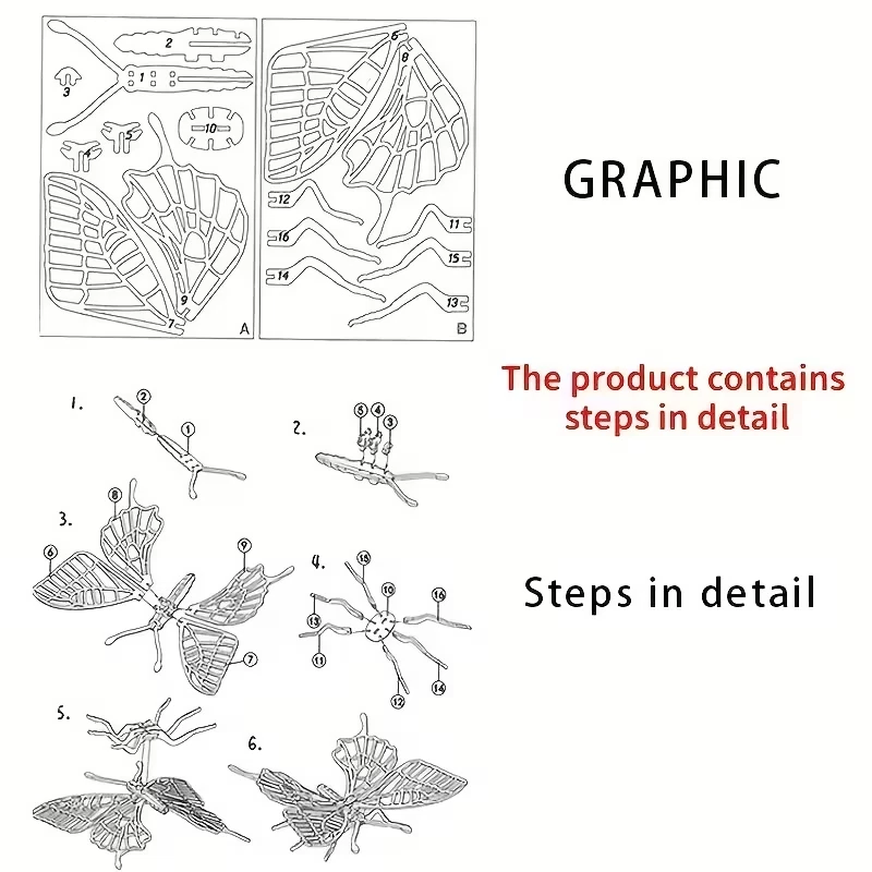 Quebra-cabeça de madeira 3D inseto gafanhoto diversão para adultos e crianças idades 12+ NOVO - Imagem 2 de 2