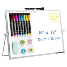 Dry Erase White-Board - 12 X 16 Inches Portable Small Magnetic White Board wi...