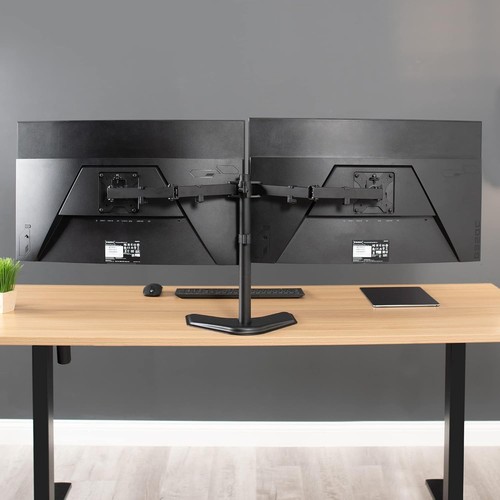 VIVO Dual LED LCD Monitor Mount, Free-Standing Desk Stand for 2 Screens up to 32 - Afbeelding 5 van 9