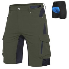 Mens Mountain Bike Shorts 4D Padded Lightweight Quick Dry Stretch Loose-fit w...