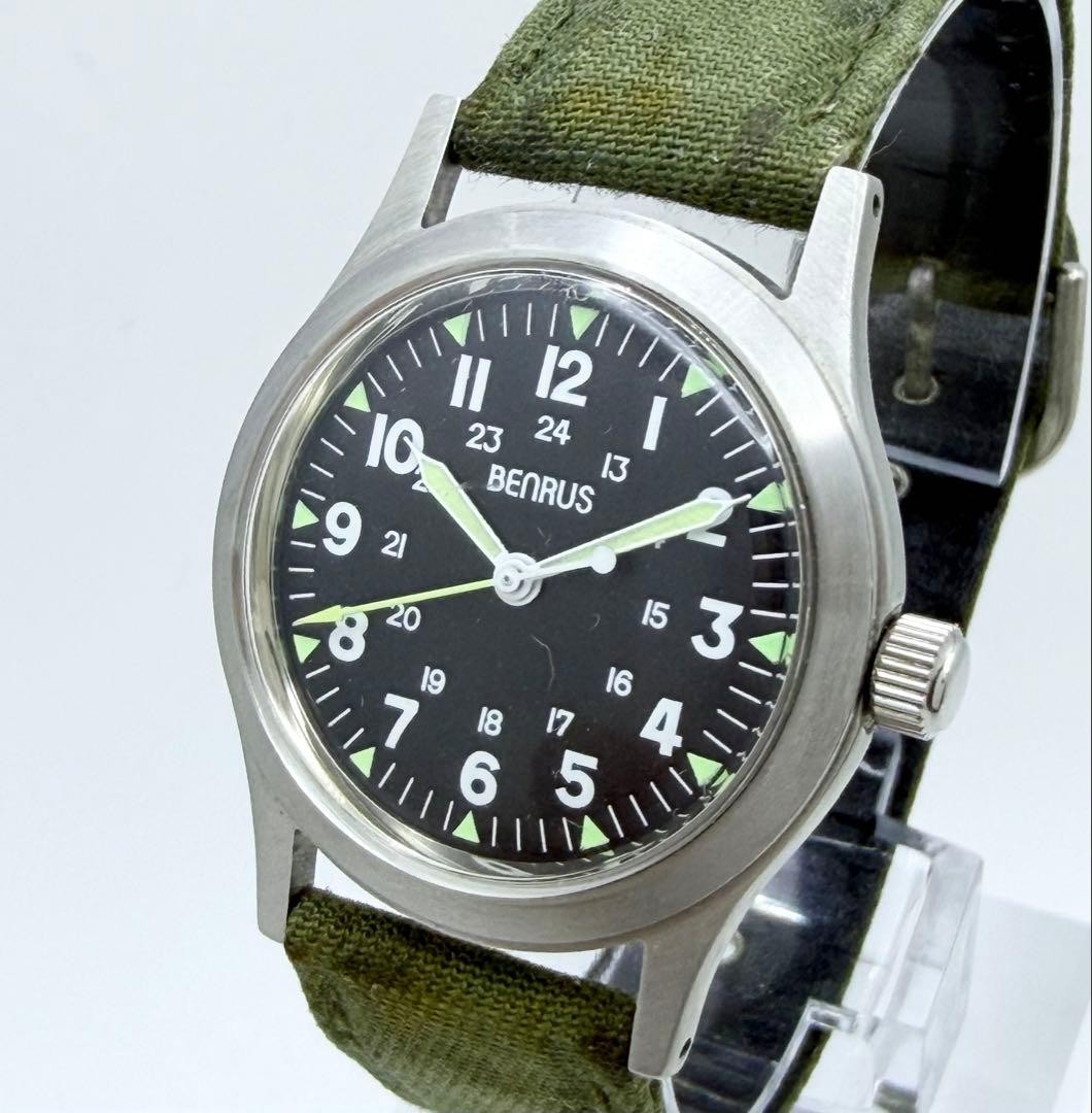 Benrus MIL-W-46374 Vintage Military Black Dial Hand Wind Men's