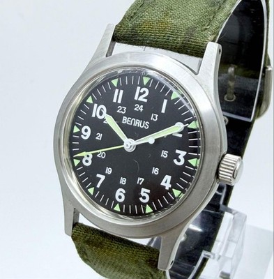 Benrus MIL-W-46374 Vintage Military Black Dial Hand Wind Men's