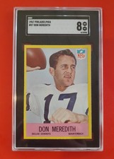 1967 DON MEREDITH SGC 8 ... FREE SHIPPING ... BONUS VINTAGE CARDS INCLUDED FREE!