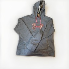 Under Armour Women s XL ColdGear Storm Camo Logo Hoodie Gray Pink Realtree