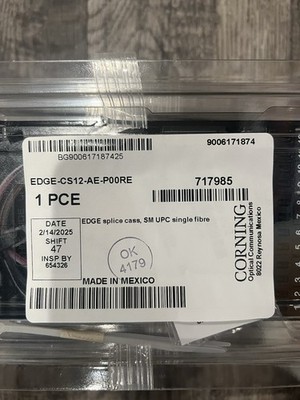    (LOT OF 10)  CORNING EDGE-CS12-AE-P00RE Splice Cassette SM, Single Fiber