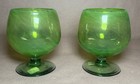 Crate & Barrel Hand Blown Green Glass Brandy Snifter Goblet Set Of 2 — photo 1