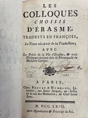 Les colloques choisis D'Erasme, traduits en francais, Le texte vis-à-vis de la t