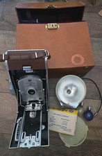 VTG Polaroid Land Camera 95A BC Flash Model 202 With Leather Case Extras