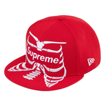 Supreme Bones Box Logo New Era Hat 7 1/2 Red In Hand | eBay