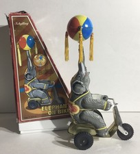 Elephant on Bike Mechanical Tin Toy Schylling Collector Series Repro Vintage NOS