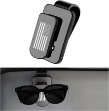 Sunglass Holder for Car Visor, Metal US Flag Eyeglasses Hanger Mount, Multi-Func