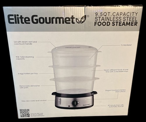 Elite Gourmet 9.5 QT Capacity Stainless Steel Electric Food Steamer BPA-Free - Picture 2 of 4