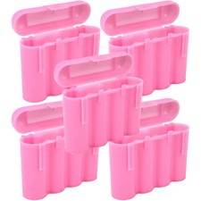 Five 5 EBC Battery AA AAA Pink Plastic Battery Storage Case Holder Box