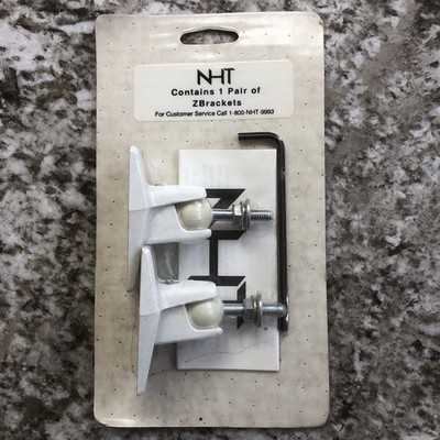 NHT OmniMount Speaker Ball Mounting Z-Brackets White Wall Mount Universal 2-Pack