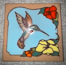 Hummingbird Tile Southwestern Ceramic Pottery Tile Coaster Trivet Vintage 6”x 6”
