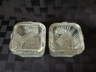 Vtg Federal Glass 4” Square Ribbed Refrigerator Dish w/Lid Set/2 Veggie Design