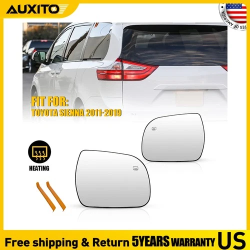 Driver Passenger Heated Side Mirror Glass Pair For Toyota Sienna 2011-2019 Model