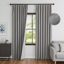 Dark Grey Blackout Curtains 63 inches Long Pinch Pleated Curtains for Living ...