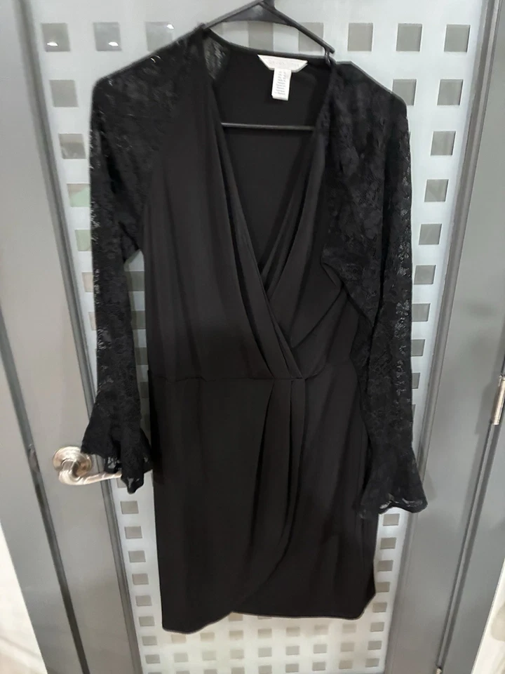 Vestido feminino London Times de renda manga sino tamanho 14  - Imagem 2 de 4