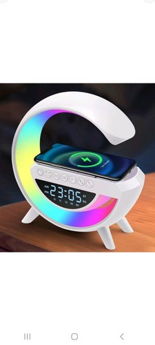 Bluetooth-Compatible Speaker Bedside Alarm Clock Lamp G Shaped for Bedroom - Picture 1 of 8