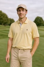 Tommy Hilfiger Vintage Y2K Polo Mens Sz XL Butter Yellow Logo Preppy EUC Spring