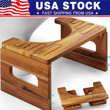 Adjustable Acacia Wood Toilet Stool 7in 9in Foldable Squatty Potty Foot Rest
