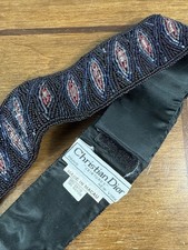 Vtg Christian Dior Beaded Belt 80s  ceintures  Satin Rayon