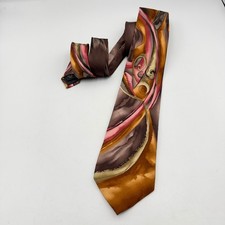 J Garcia Snail Garden Silk Tie Collection Fifty-Four Brown Gold Pink Abstract