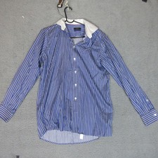 Eton of Sweden Dress Shirt Mens 16 41 Blue Striped White Collar Contemporary Fit